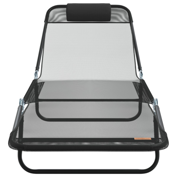 Tumbona plegable con reposacabezas Textileno negro M 5