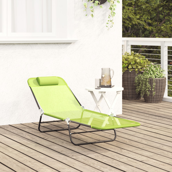 Tumbona Plegable con Reposacabezas Verde Textilene M 4
