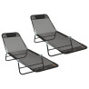 Tumbonas plegables 2 pcs con reposacabezas negra Textileno 3