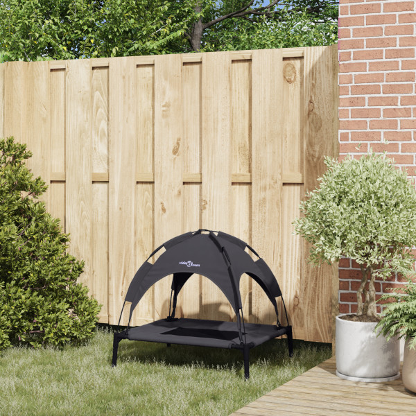 Cama Elevada para Cão Preto Tecido de Poliéster. Estrutura de Metal M 4