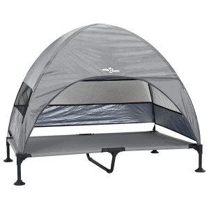 Cama Elevada para Perros con Techo Quita y Pon Gris Claro XL Acero H