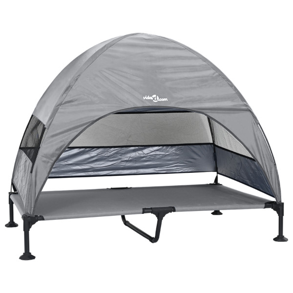 Cama Elevada para Perros con Techo Quita y Pon Gris Claro XL Acero M 2