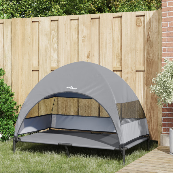 Cama Elevada para Cães com Teto Removível Cinzento Claro XL Aço M 4