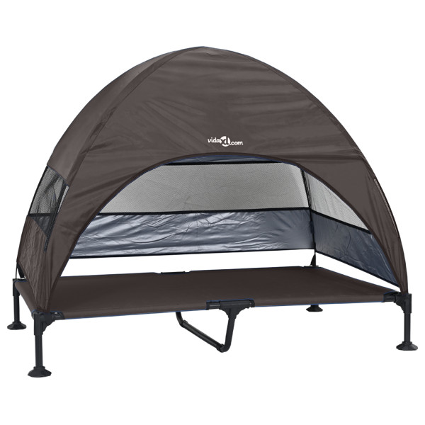 Cama Elevada para Perros con Techo Removible Marrón XL Acero M 2