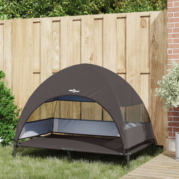 Cama Elevada para Perros con Techo Removible Marrón XL Acero M 4