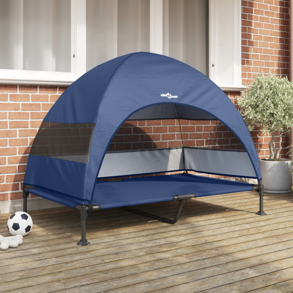 Cama elevada para perros con techo removible azul marino XL acero D