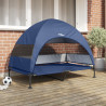 Cama Elevada para Cão com Toldo Removível Azul-marinho XL Aço 1