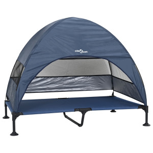 Cama elevada para perros con techo removible azul marino XL acero H