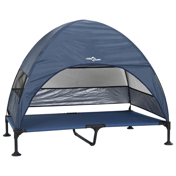 Cama elevada para perros con techo removible azul marino XL acero M 2