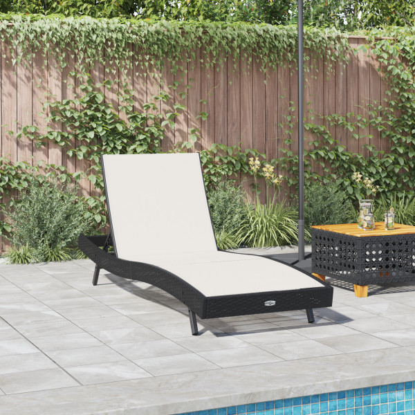 Tumbona Negra de Rattán y Textileno M 5