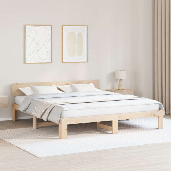 Armazón de cama con cabecero 180x200 cm de madera de pino maciza D