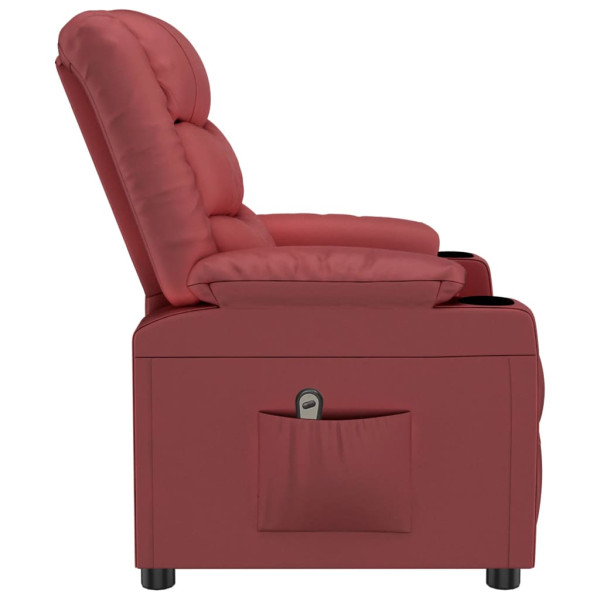 Sillón reclinable eléctrico de cuero sintético rojo tinto M 5