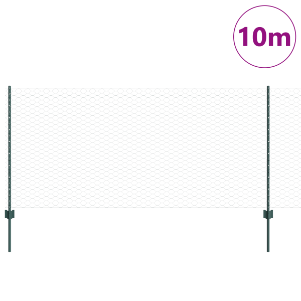 Postes de Cerca  5 pcs U-Channel Verde 100 cm Acero. Cerca Hexagonal  Verde 1x10 m Acero M 5