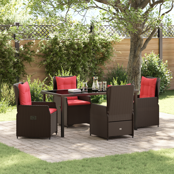 Conjunto de Jantar de Jardim 5 Peças em Rattan Poly Marrom M 5