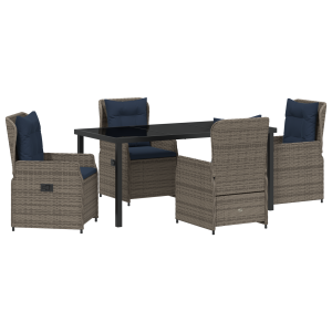 Conjunto de Jantar de Jardim 5 Peças Cinza Rattan H