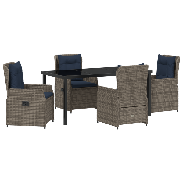 Conjunto de Jantar de Jardim 5 Peças Cinza Rattan M 4