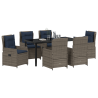 Set de 7 Piezas de Comedor de Jardín Poliratán Gris 3