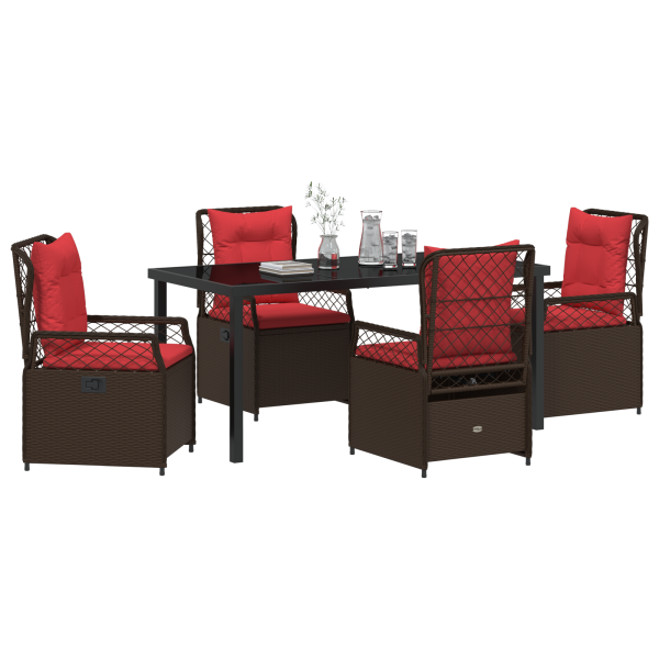Set de Comedor de Jardín de 5 Piezas Marrón de Rattan Poliéster M 3