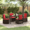 Set de Comedor de Jardín de 5 Piezas Marrón de Rattan Poliéster 5