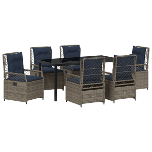 Set de Comedor de Jardín de 7 Piezas Gris Poliratán H