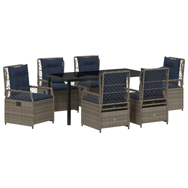 Set de Comedor de Jardín de 7 Piezas Gris Poliratán M 4