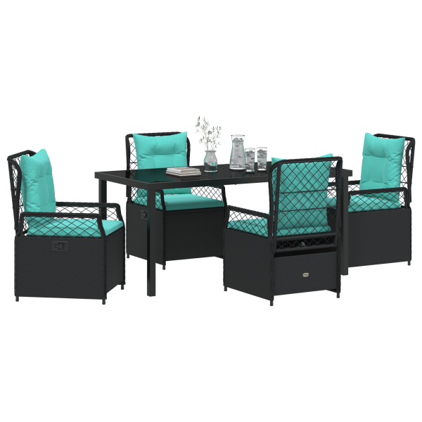 Conjunto de Comedor de Jardín de 5 Piezas de Poliratán Negro M 3