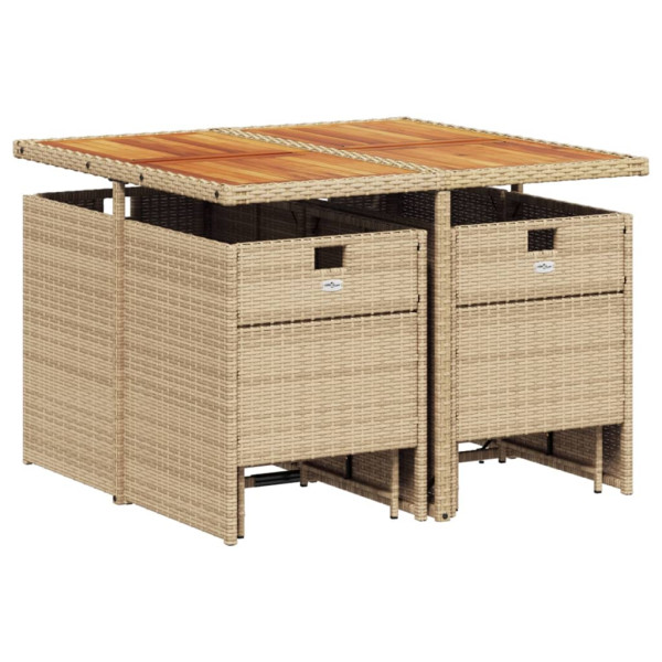 Set comedor de jardín 9 pzas con cojines ratán sintético beige M 3