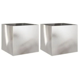 Vasos/floreiras 2 pcs 49x47x46 cm aço inoxidável prateado H