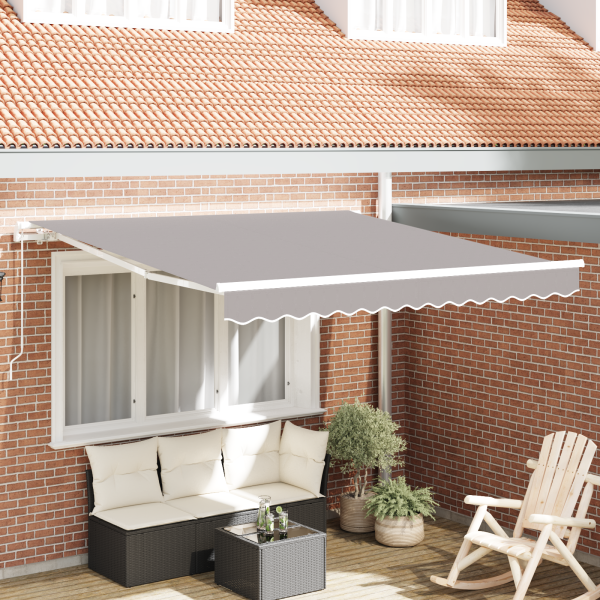 Toldo Manual Retráctil  Gris Claro 350x250 cm. Tela de Reemplazo para Toldo  para Marco de 3.5x2.5 m Gris Claro D
