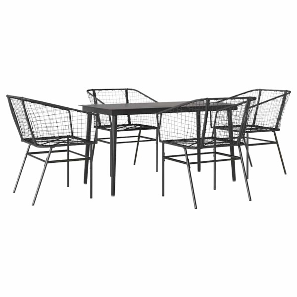 Juego de comedor jardín 5 piezas ratán sintético vidrio negro M 2
