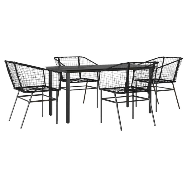 Juego de comedor jardín 5 piezas ratán sintético vidrio negro M 2