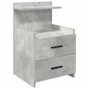 Mesa de cabeceira com 2 gavetas cinza concreto 40x36.5x62 cm H