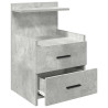 Mesa de cabeceira com 2 gavetas cinza concreto 40x36.5x62 cm 5