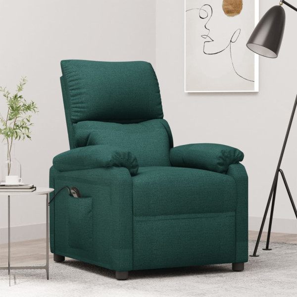 Sillón reclinable eléctrico tela verde oscuro D