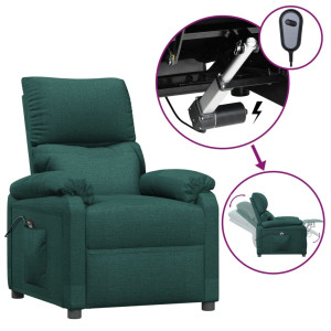 Sillón reclinable eléctrico tela verde oscuro H