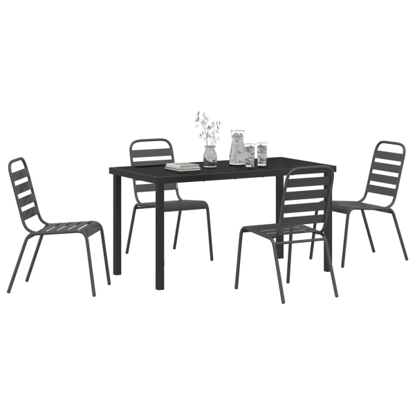 Juego de comedor de jardín de 5 piezas en acero gris oscuro M 3