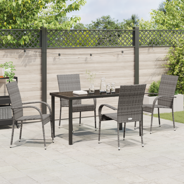 Conjunto de Comedor de Jardín de 5 Piezas Gris Poliratán M 4