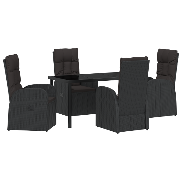 Cadeiras de Jardim Reclináveis 5 pcs Preto 140 x 70 x 73 cm M 2