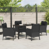 Set de Comedor de Jardín de 5 Piezas con Cojines Rattan Poliéster Negro 4
