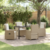 Conjunto de Jantar de Jardim 5 Peças Beige em Rattan Sintético 1