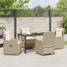 Conjunto de Jantar de Jardim 5 Peças Beige em Rattan Sintético 4