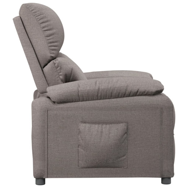 Sillón reclinable de tela gris taupe M 4