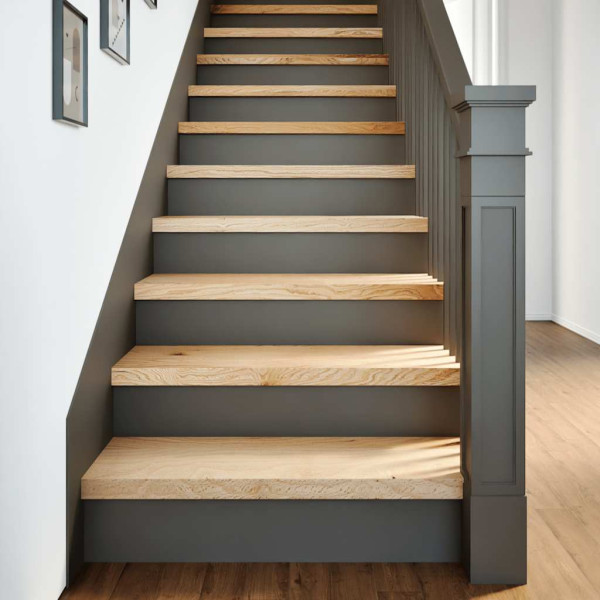 Peldaños de escalera 4 uds madera maciza 80x25x2 cm D