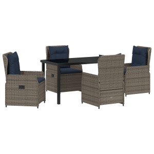 Conjunto de Jantar de Jardim 5 Peças Cinza Rattan de Polietileno H