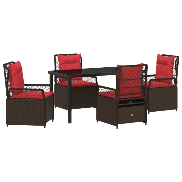 Set de Comedor de Jardín de 5 Piezas Rattan PE Marrón M 2