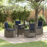 Juego de comedor de jardín de 5 piezas de rattan plástico gris 1