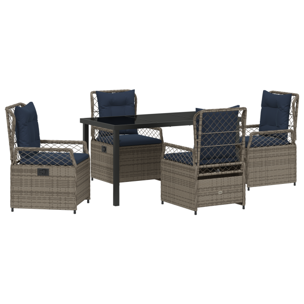 Conjunto de Jantar de Jardim da com 5 Peças em Rattan de Poliéster Cinza M 2