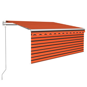 Toldo retráctil automático con persiana naranja/marrón 3.5x2.5m H