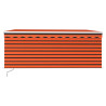 Toldo retrátil manual com estore/LED 3x2.5 m laranja e castanho 3