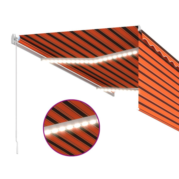 Toldo retráctil manual con persiana y LED naranja/marrón 3x2.5m M 5